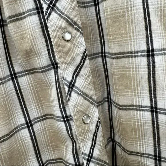 Vintage Wrangler‎ Plaid Pearl Snap Button Down Short Sleeve Western Shirt Sz 2XL